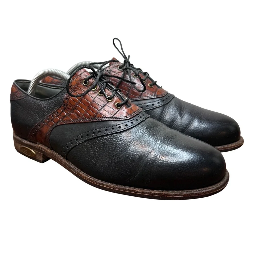 FootJoy Premiere Classics Dry 9.5 D Golf Shoes Wingtip Black Brown 50487 USA
